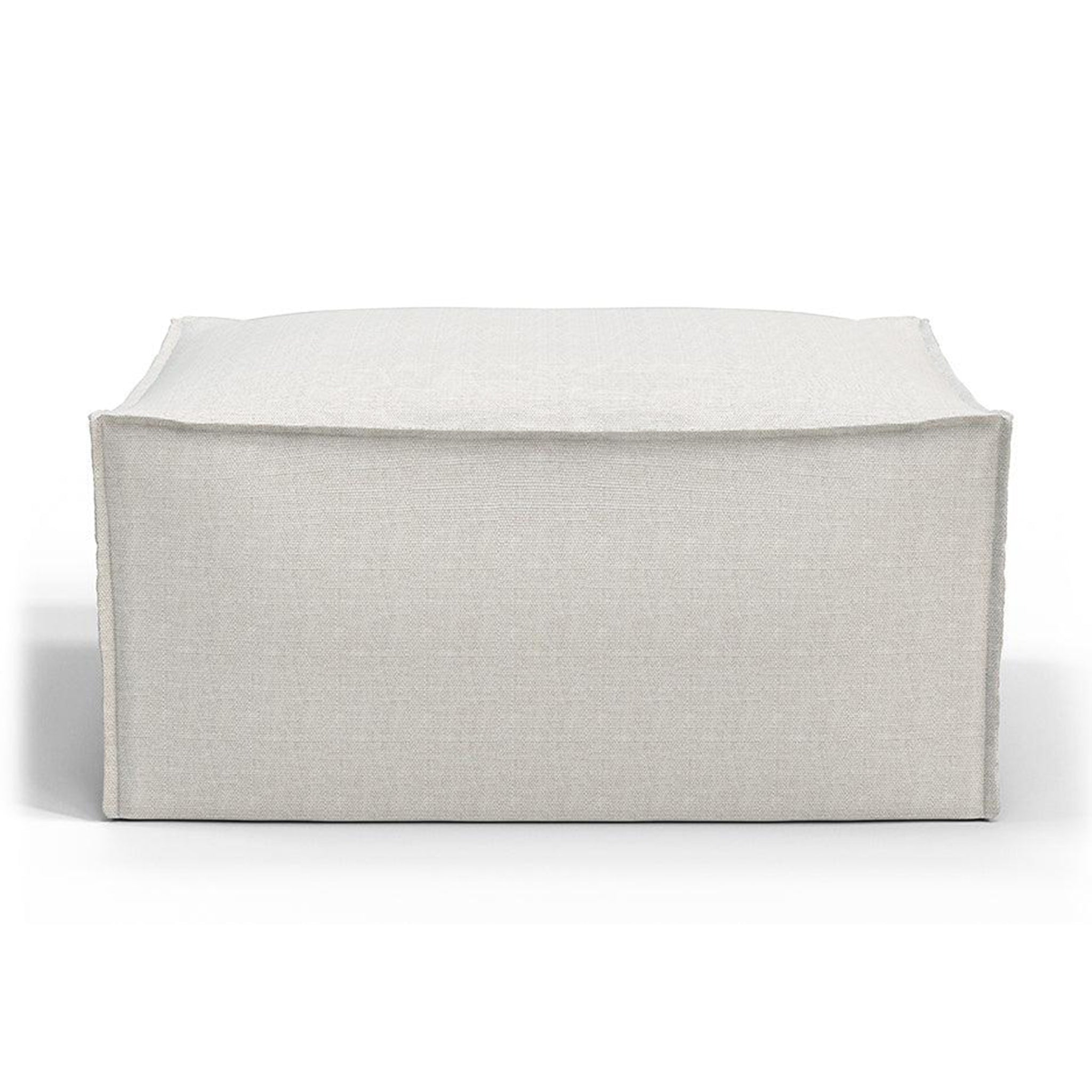 Gray ottoman with a clean and modern design, ideal for enhancing contemporary living spaces as a stylish and functional seating option or footrest.