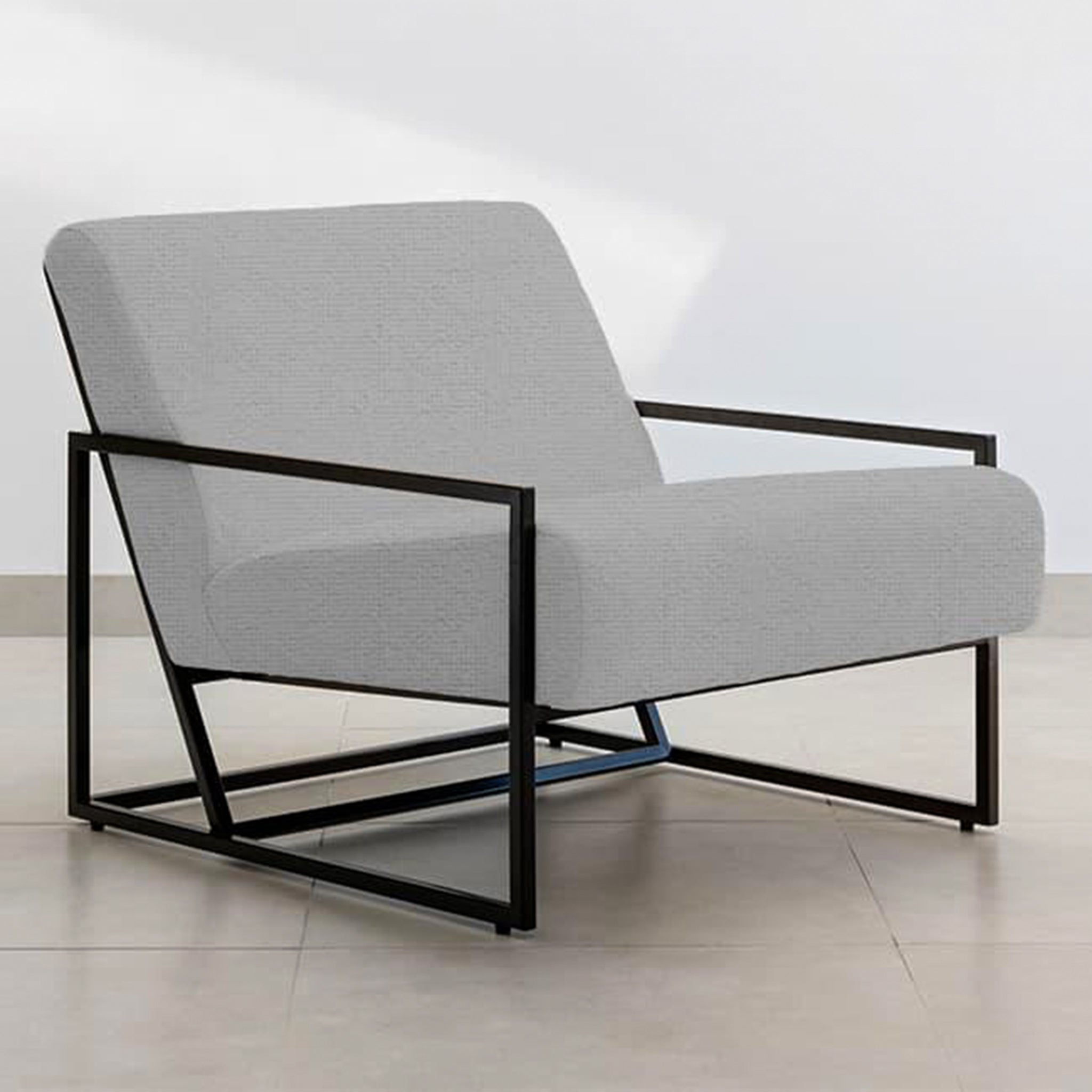 Top view of The Daphne Accent Chair, emphasizing its deep seating and sleek metal frame.