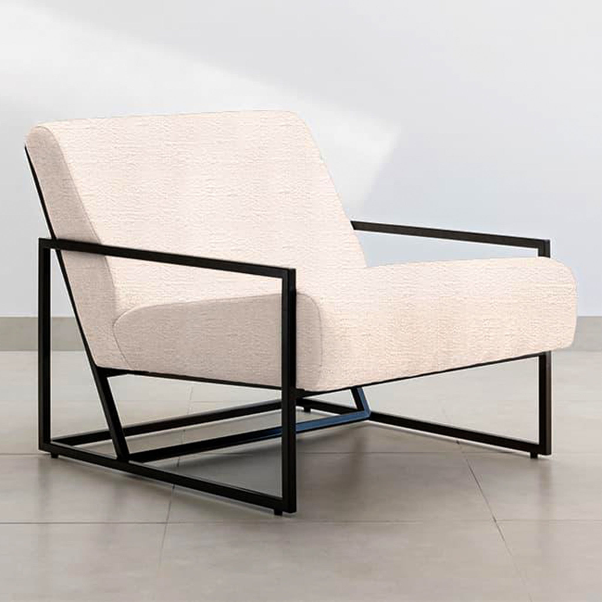 The Daphne Accent Chair in a minimalist setting, showcasing its clean lines and modern design.