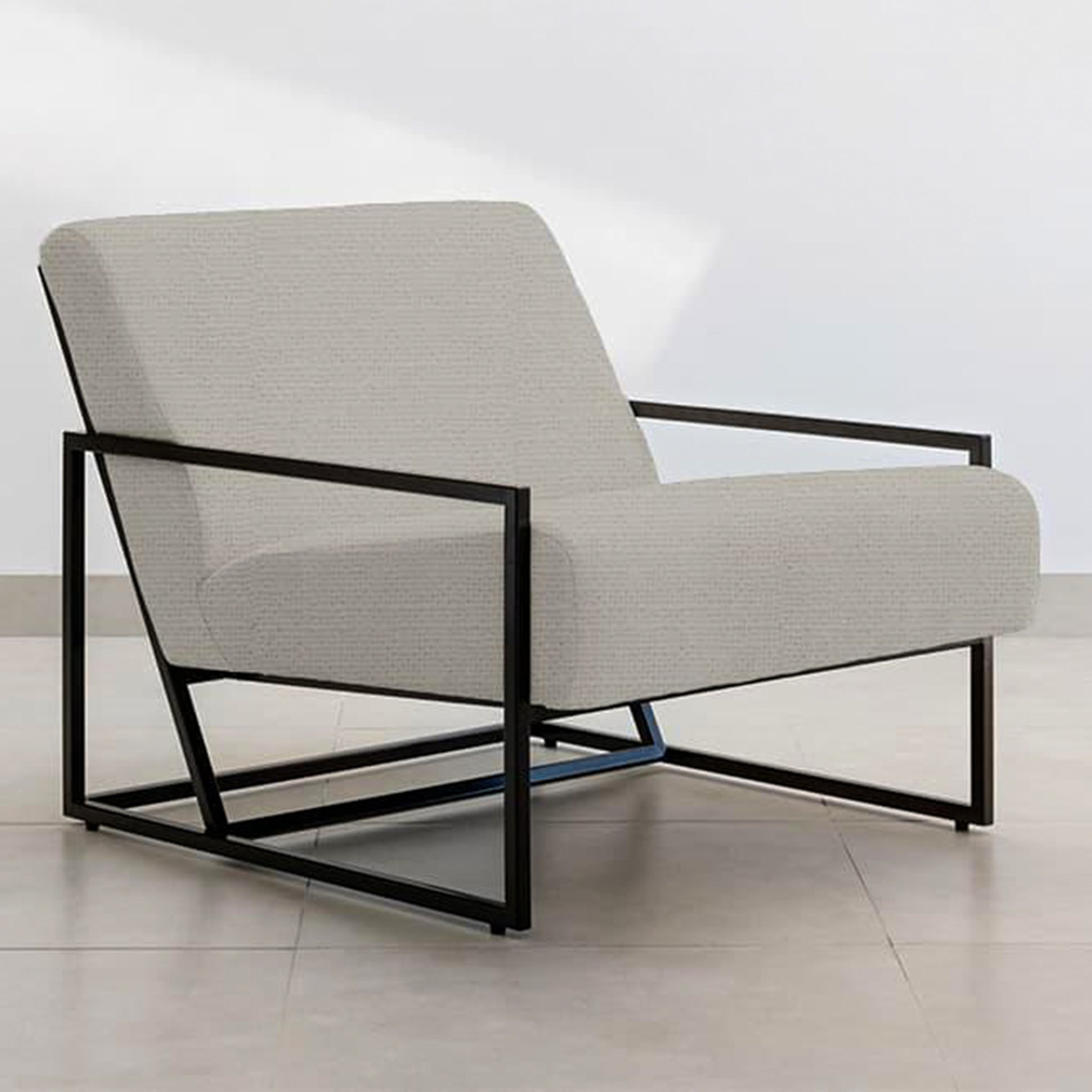 Front view of The Daphne Accent Chair, highlighting its contemporary design and comfortable seating.