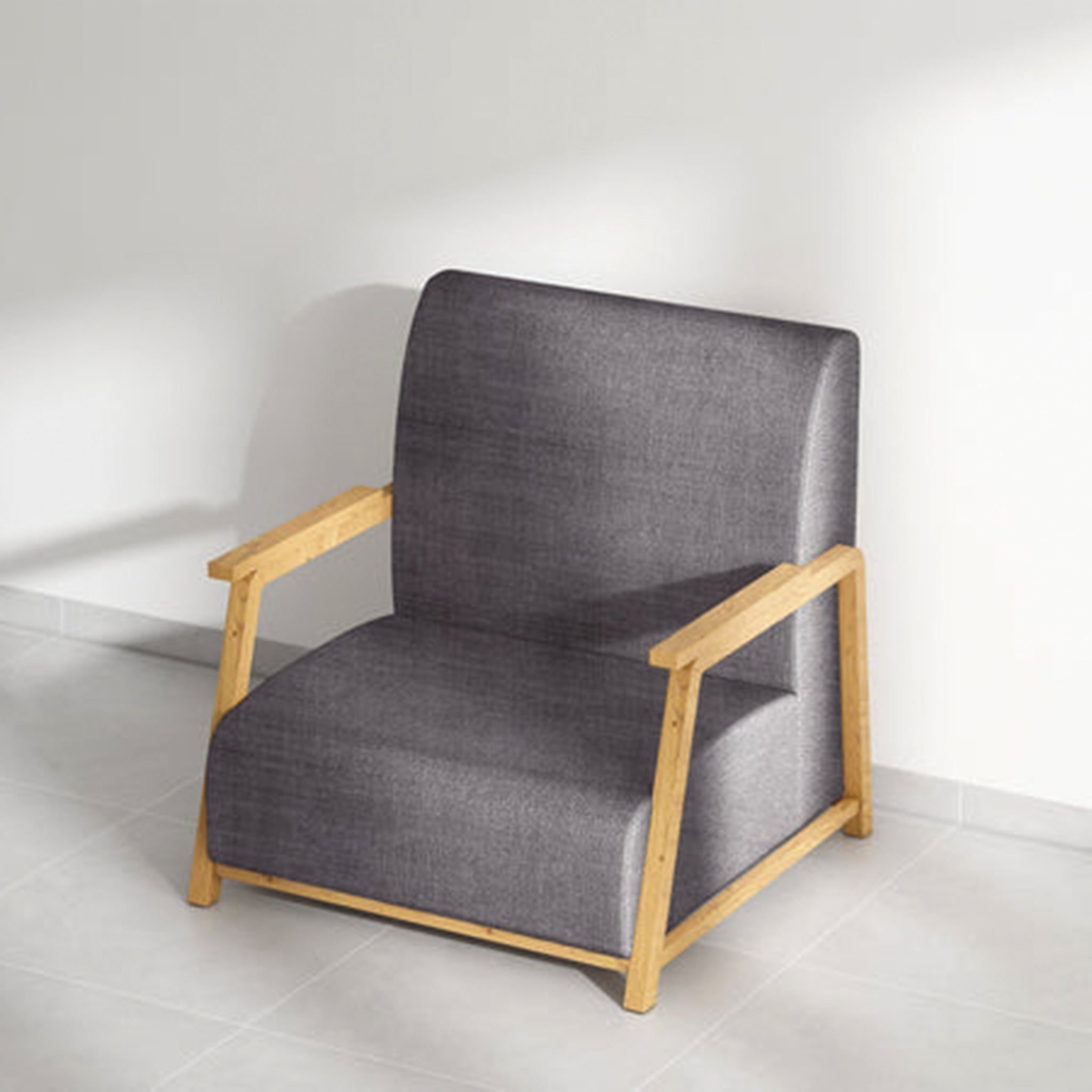 Minimalist design of The Dixon Arm Accent Chair featuring beige upholstery.
