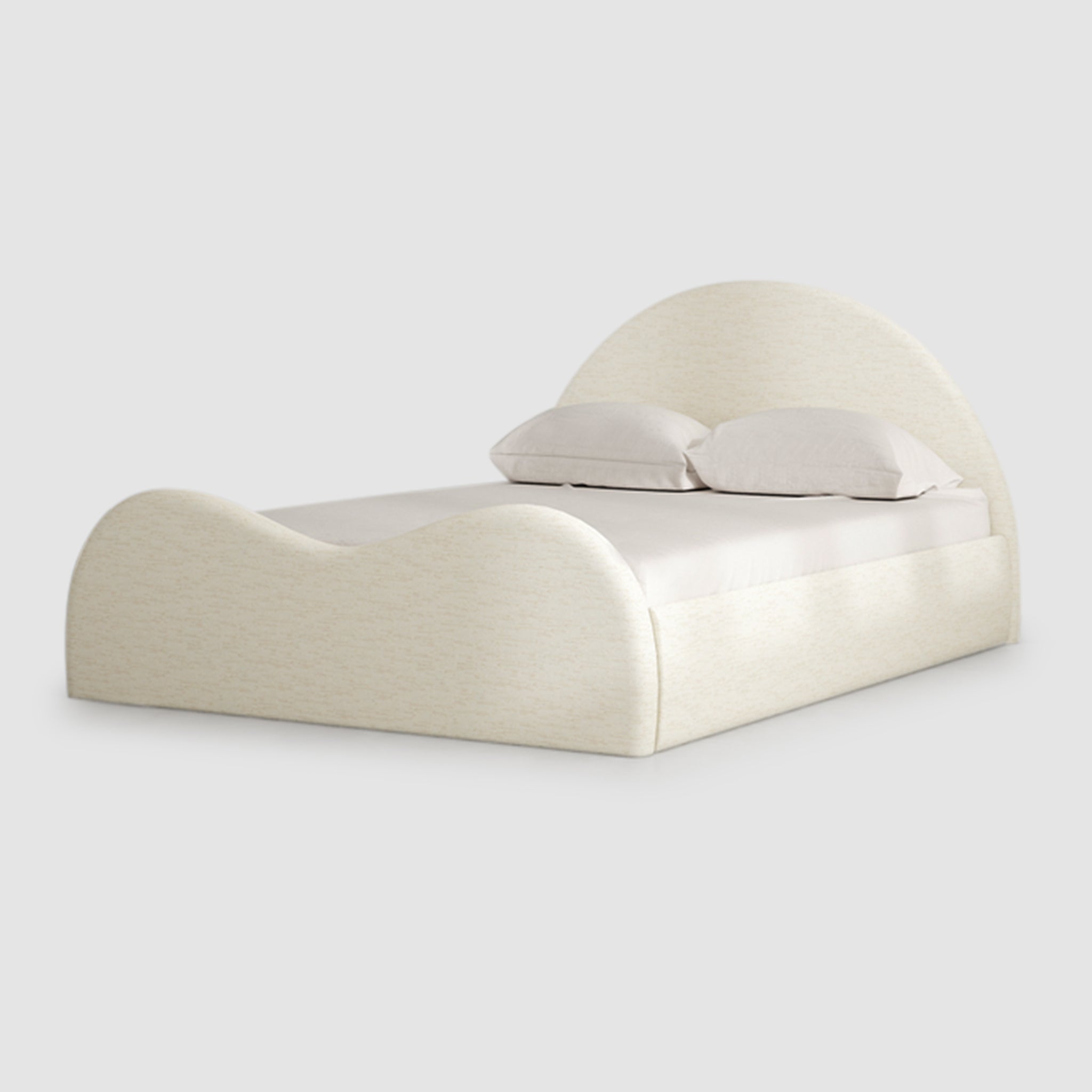 The Dolly Bed in stylish white, showcasing its playful curves.