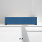 Load image into Gallery viewer, Modern Blue TV stand, blending seamlessly into a Scandinavian-inspired living area.
