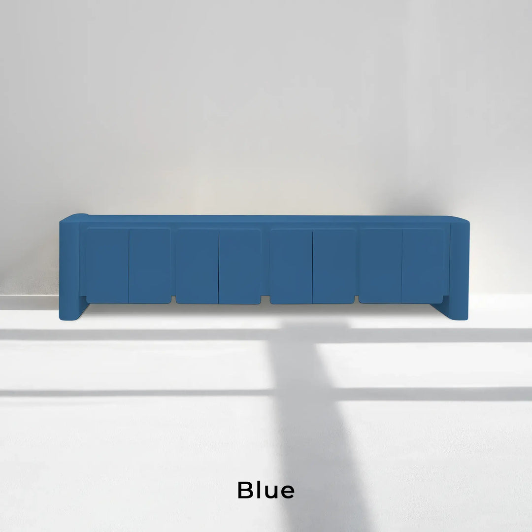 Modern Blue TV stand, blending seamlessly into a Scandinavian-inspired living area.