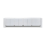Load image into Gallery viewer, The Dustin white TV unit, a sleek and modern design for contemporary living rooms.
