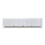 Load image into Gallery viewer, The Dustin white TV stand, a versatile piece for any home entertainment setup.
