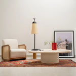 Load image into Gallery viewer, Unique two-legged chair design, featuring The Georgia Accent Chair with innovative style and comfortable seating.
