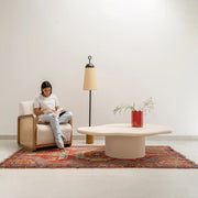 Fabric accent chair for living room use, featuring The Georgia Accent Chair with soft upholstery and modern wood frame.