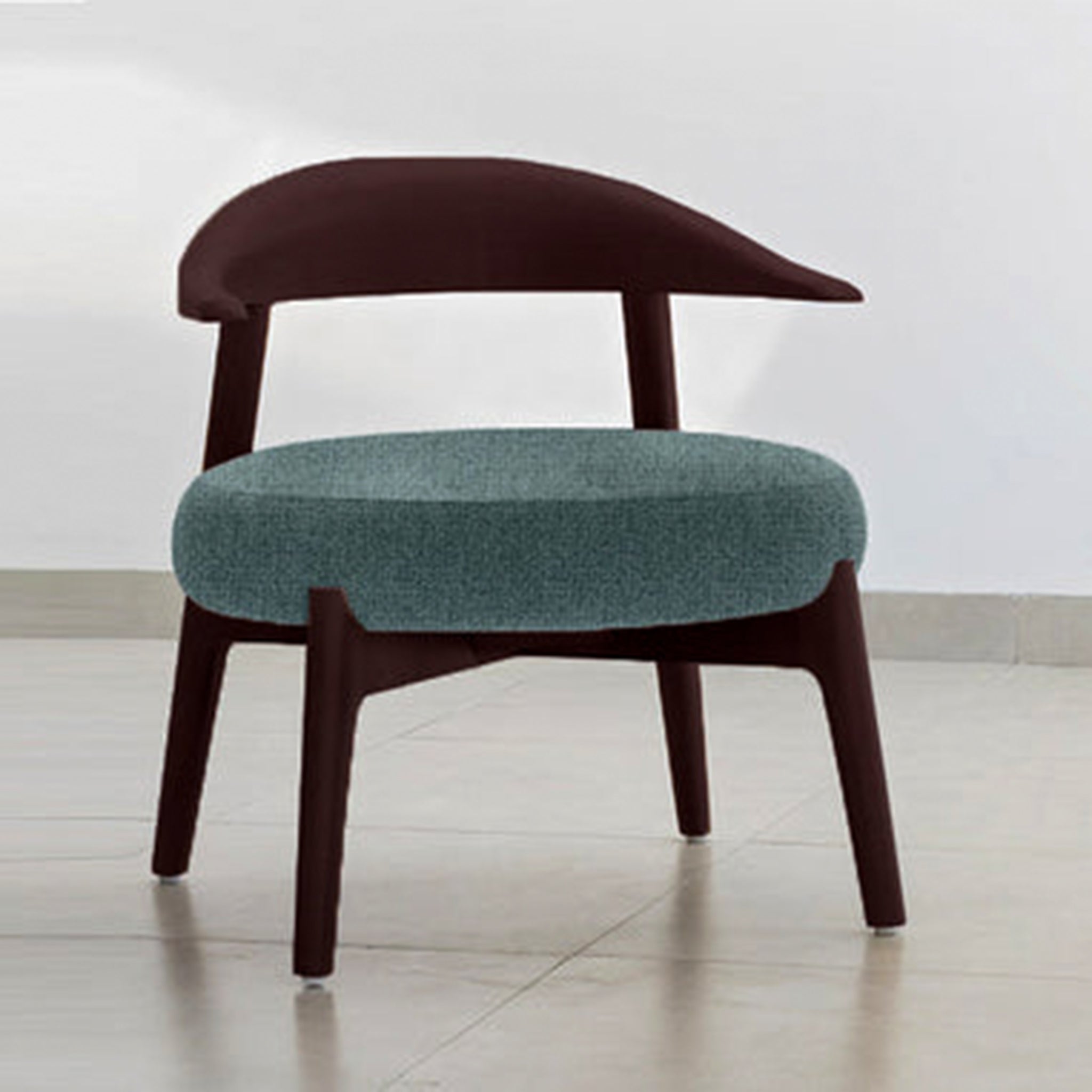 "The Hyde Accent Chair with unique wooden curves and cushioned seat"