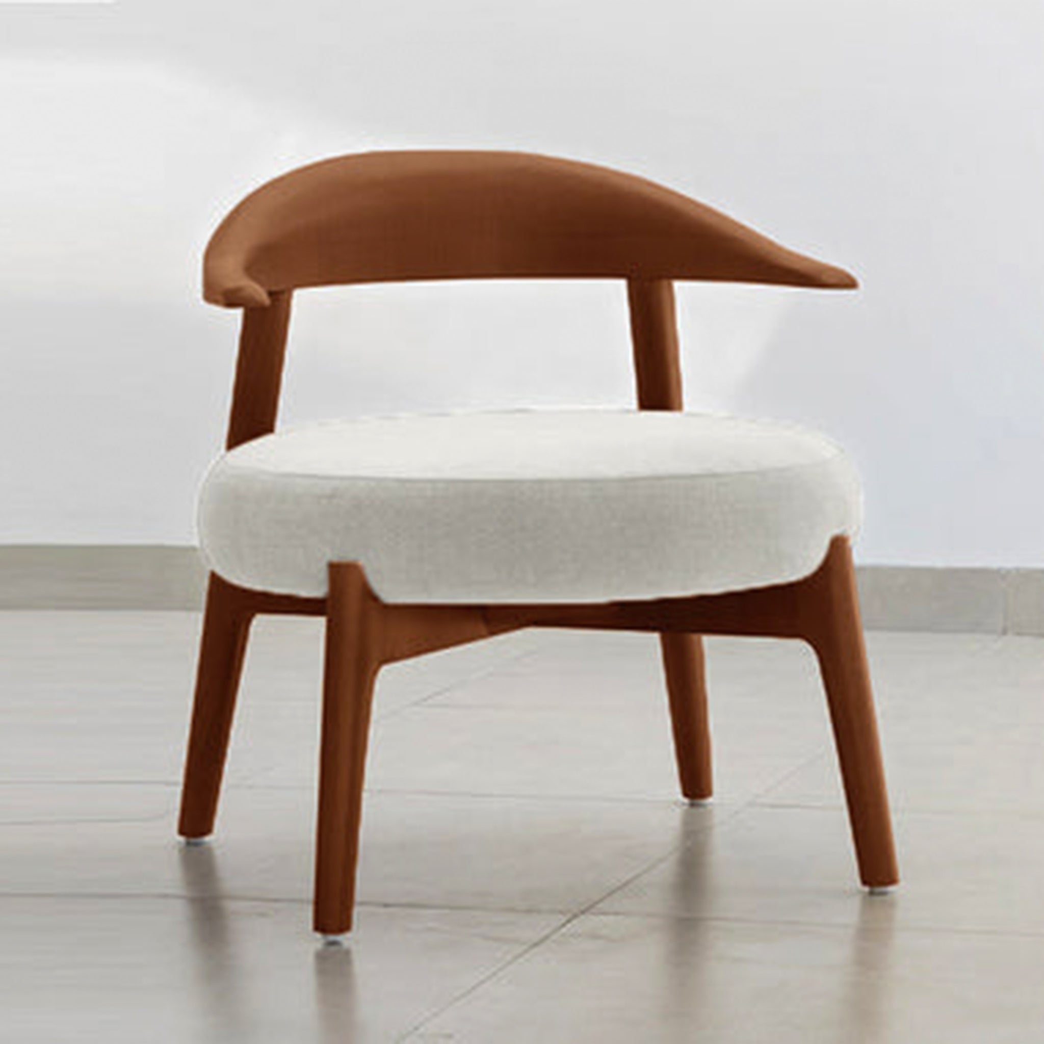 "Modern and sophisticated Hyde Accent Chair with wooden curves"