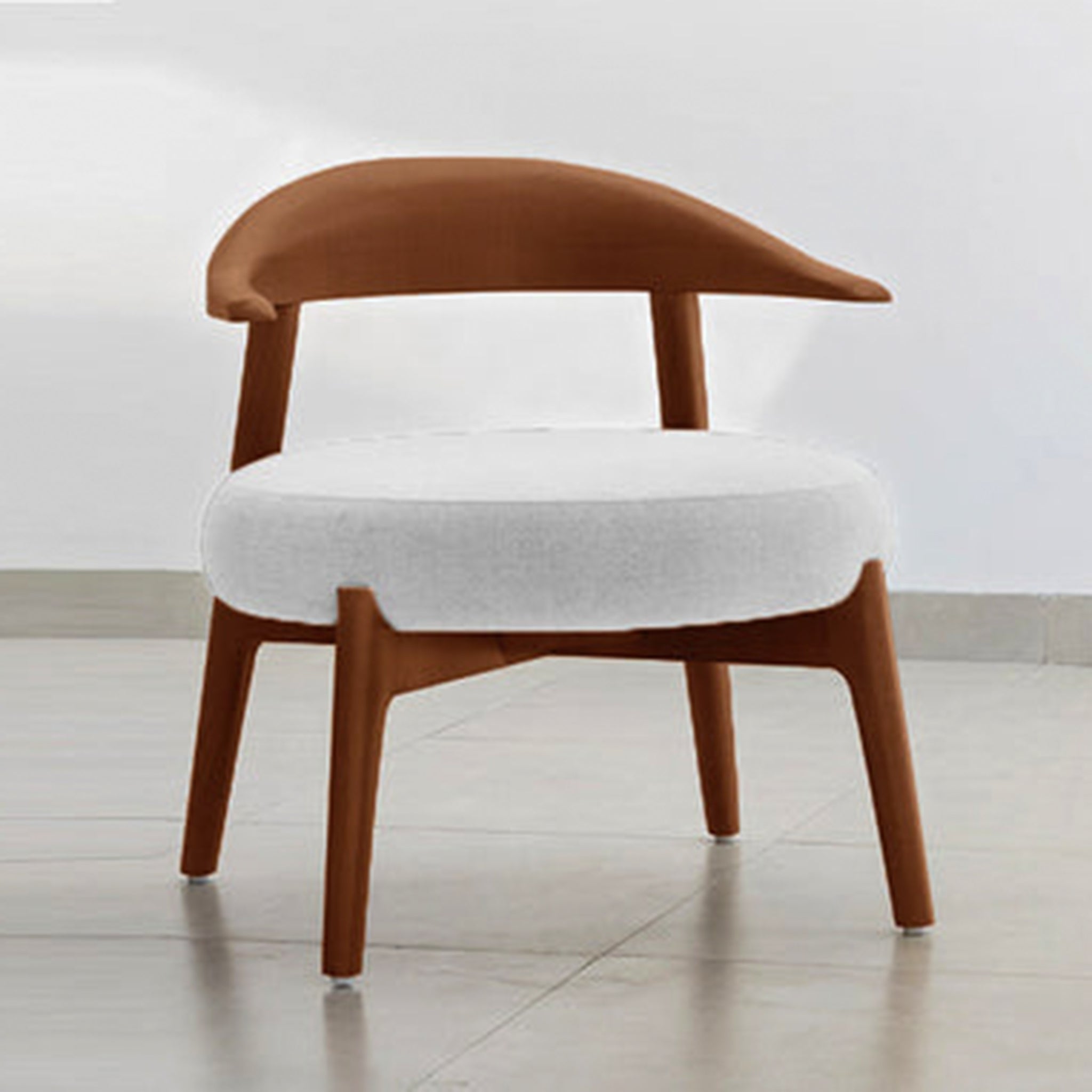 "The Hyde Accent Chair with unique wooden backrest and cushioned seat"