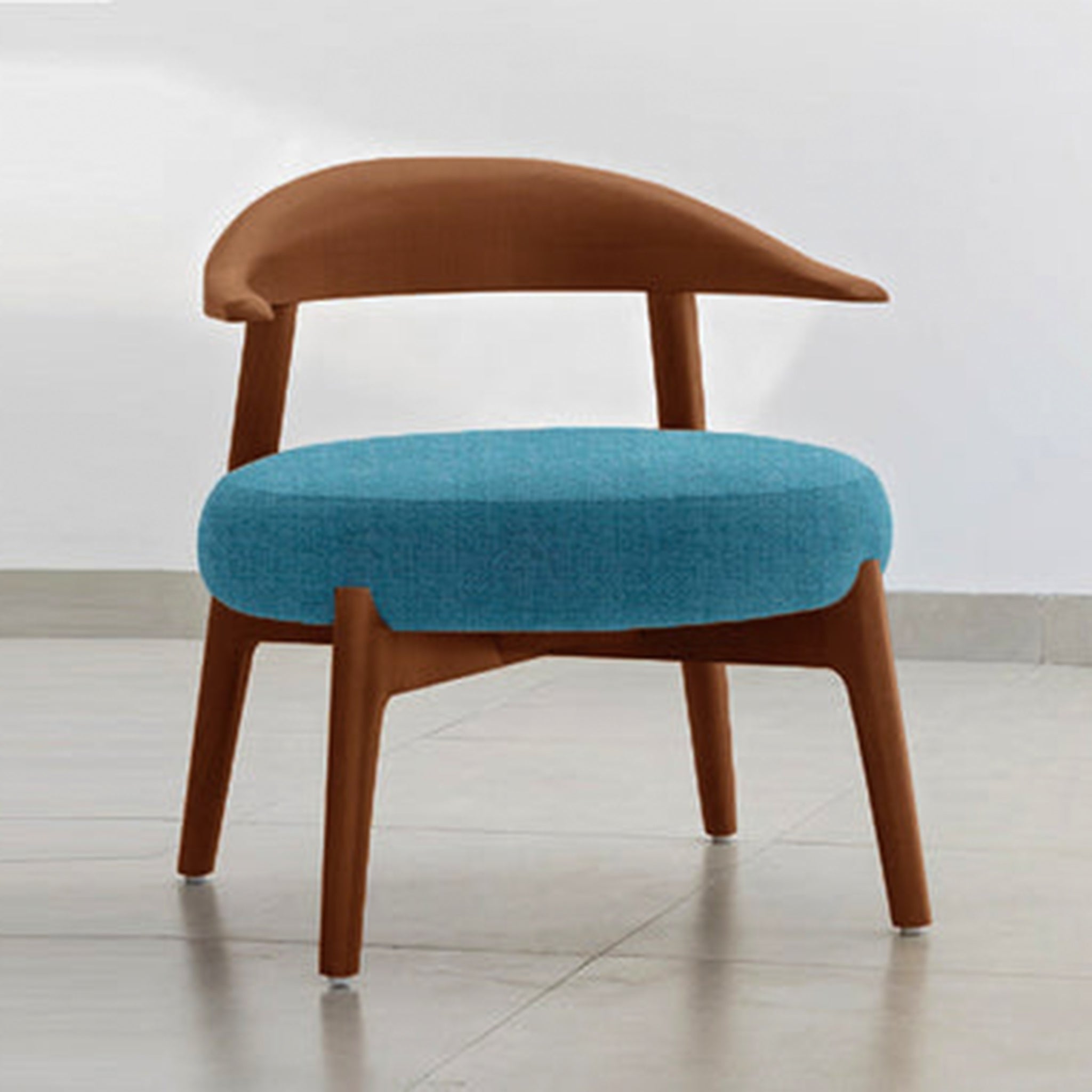 "The Hyde Accent Chair with unique wooden curves and cushioned seat"