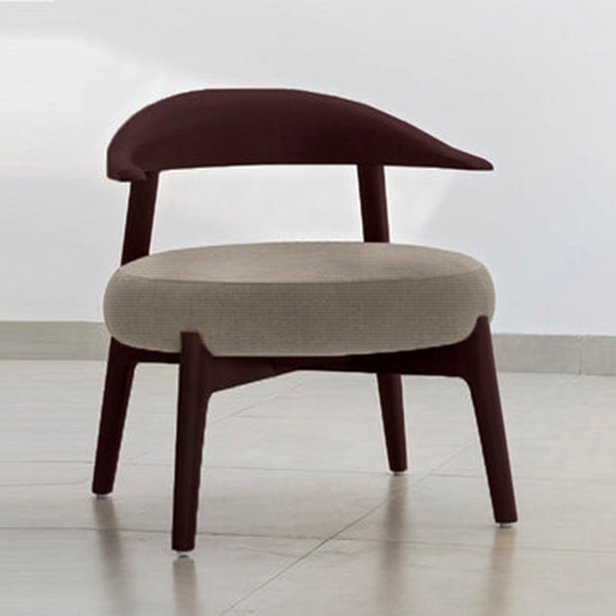 "The Hyde Accent Chair with elegant wooden backrest and plush cushioning"