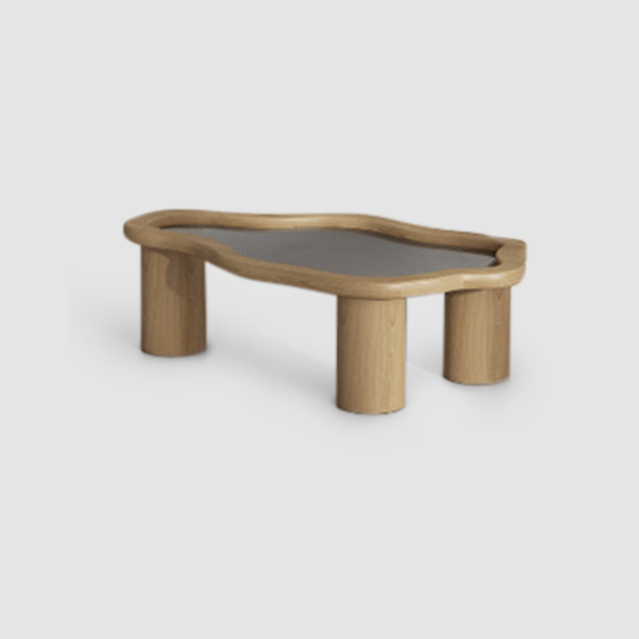 The Jamie Coffee Table in Wood and Lined Glass