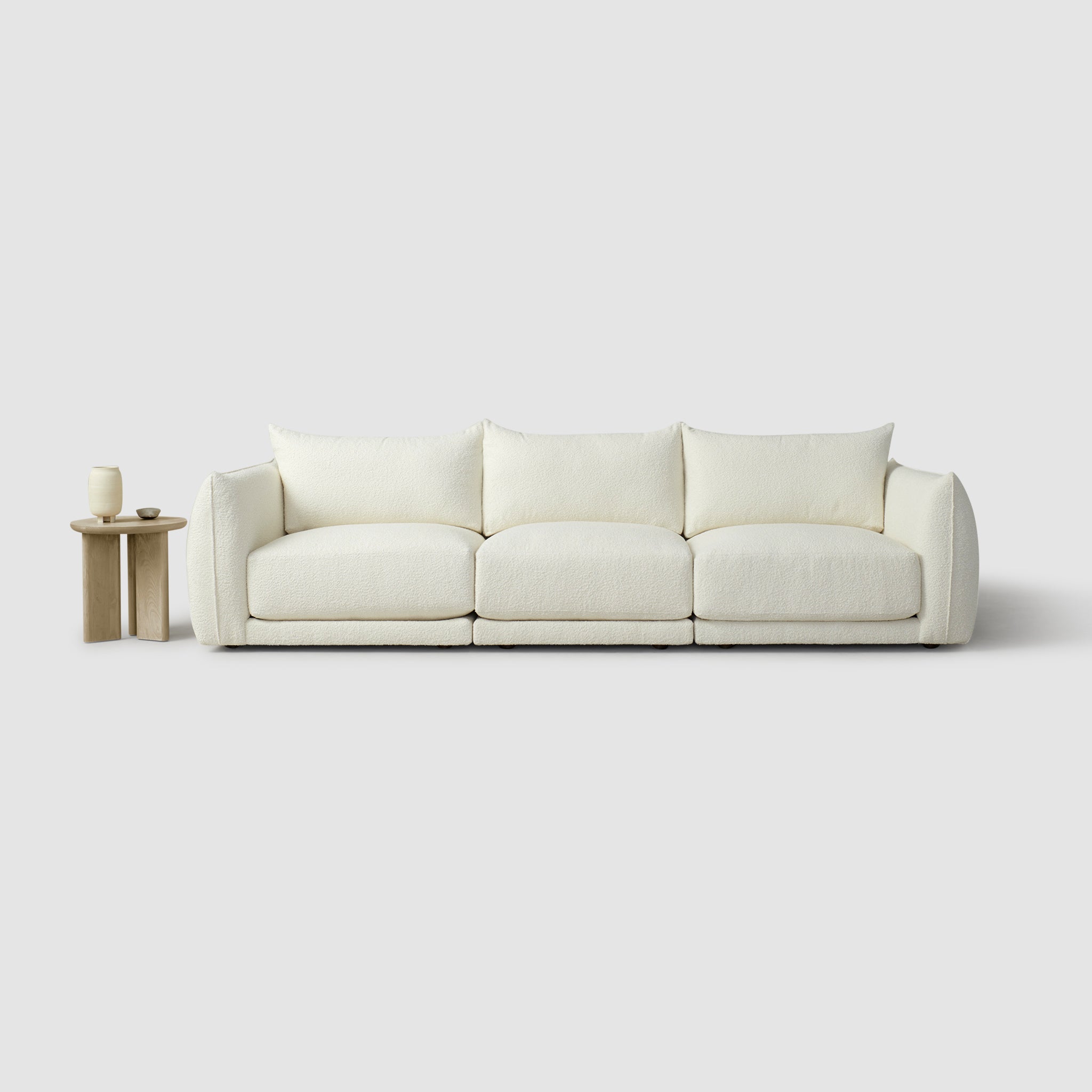 Detailed view of The Jules Sofa's textured upholstery-modern 3 seater sofa