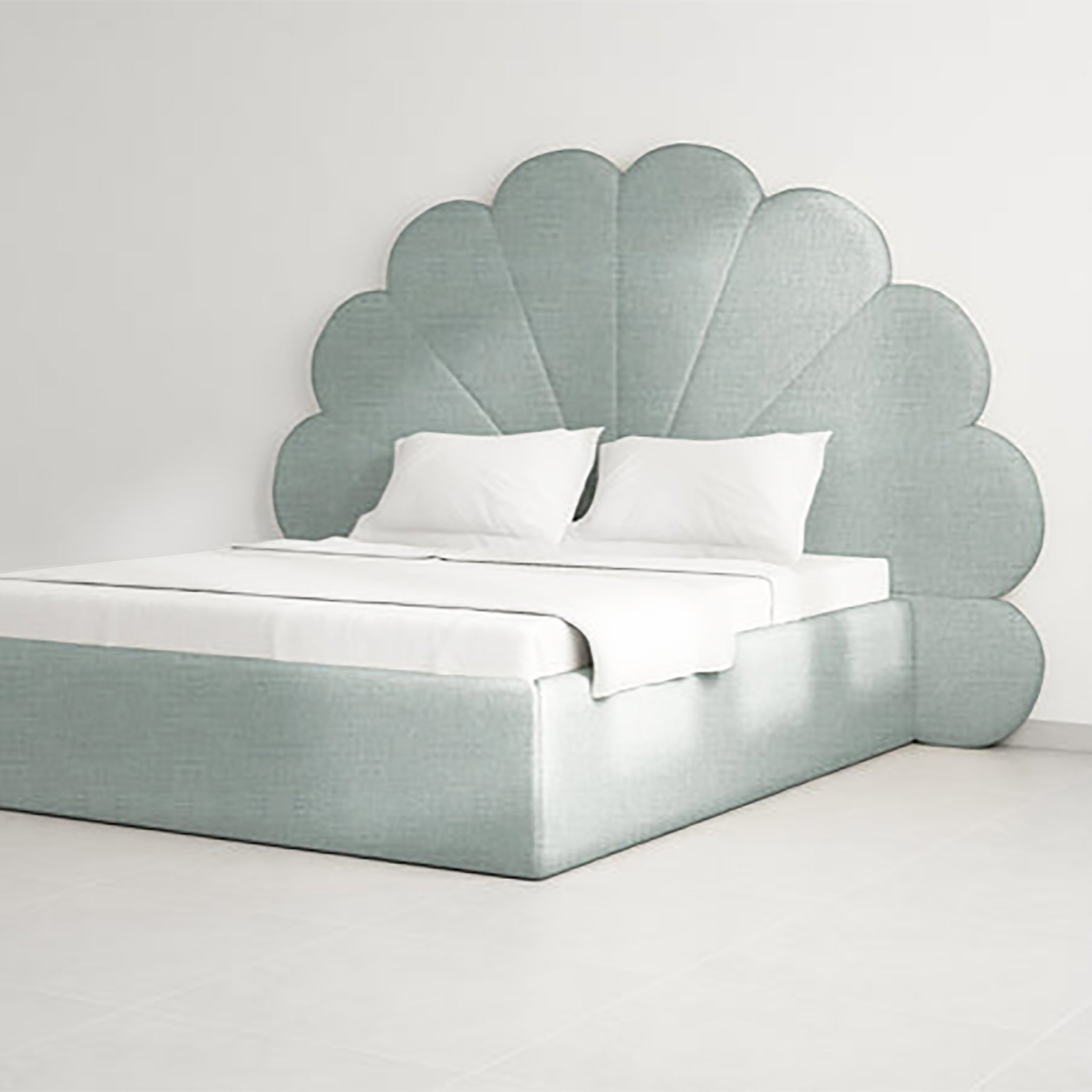 Premium velvet upholstered Kyle Bed in master bedroom