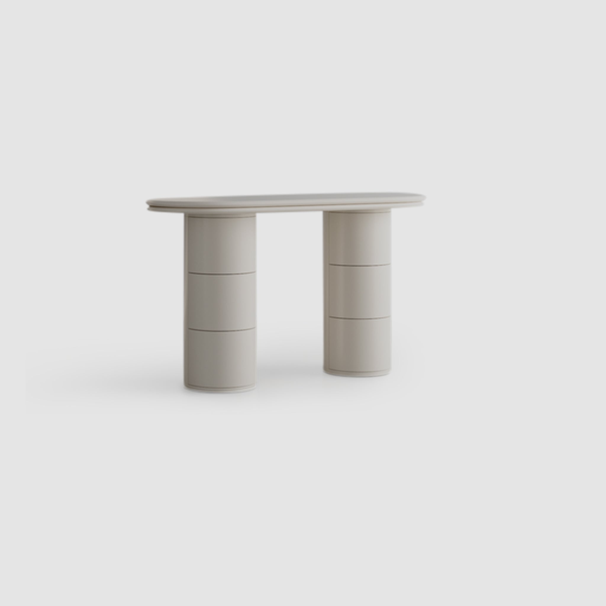 Modern minimalist vanity desk with dual cylindrical storage columns
