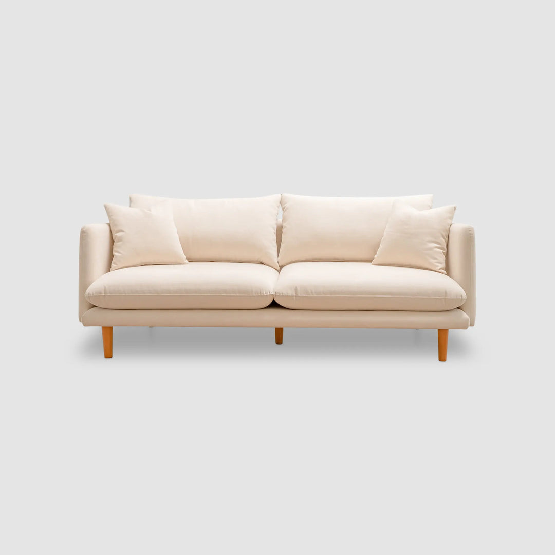 The Robin premium sofa set displayed on a grey backdrop, highlighting its sophisticated design.