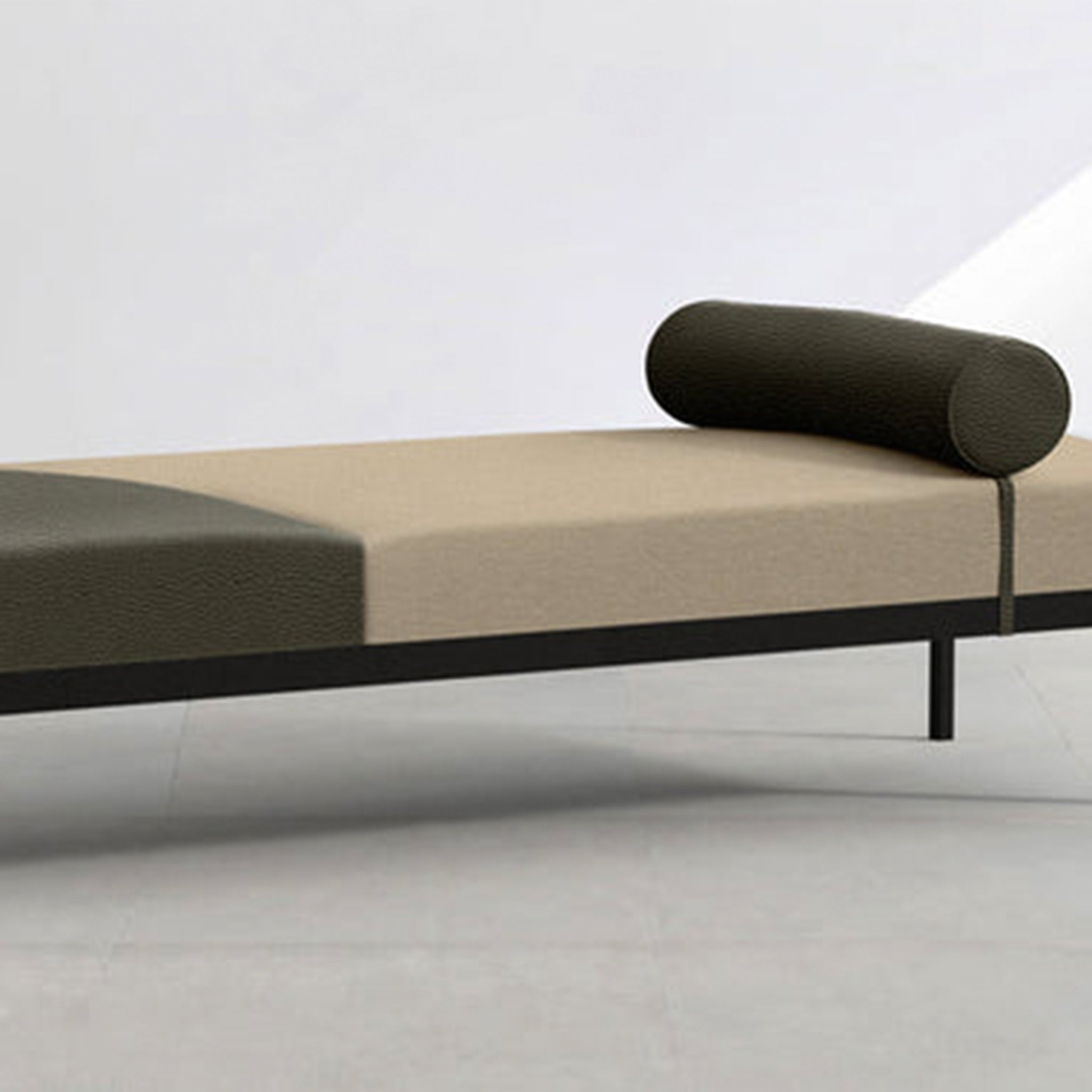 Close-up view of The Rodman Day Bed with a two-tone design.