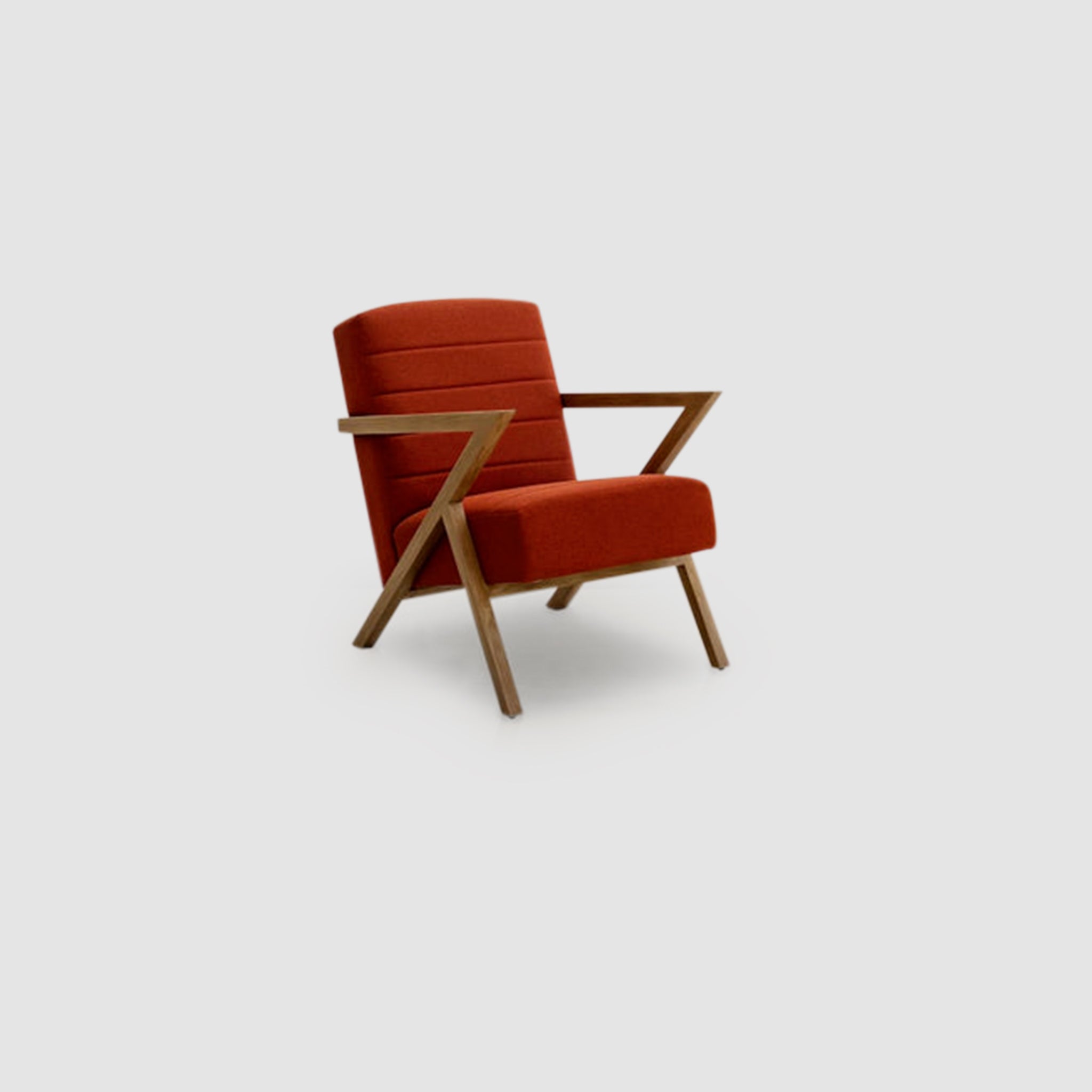 Mid-century modern Stanley accent chair with red upholstery