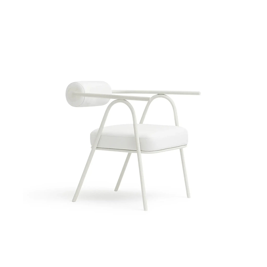 Comfortable white dining chair perfect for both casual family meals and formal gatherings.