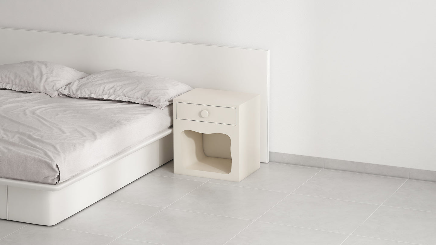The Alphie Bedside Table in Microplaster