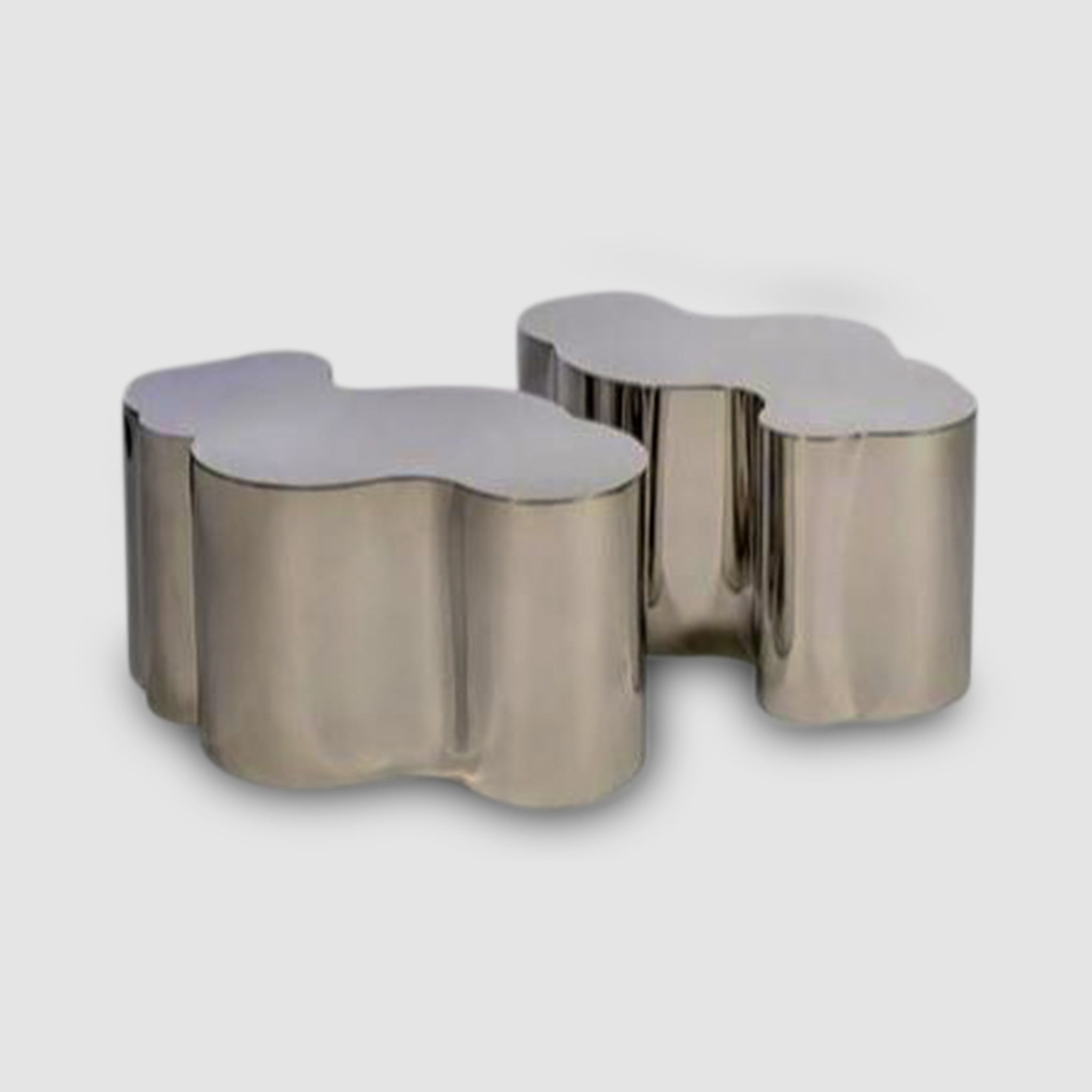 Pair of Genevive Stainless Steel Coffee Tables