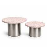 Load image into Gallery viewer, The Ottis Stainless Steel Coffee Table with Pink Terrazzo Top