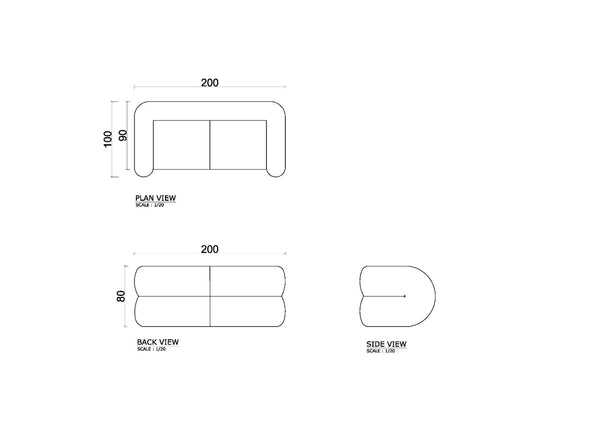 The Ruthie Sofa 2D Drawing
