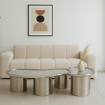 Load image into Gallery viewer, In a stylish living room setting, The Willow Chrome Coffee Table With Small Gestures serves as a functional and aesthetic centerpiece
