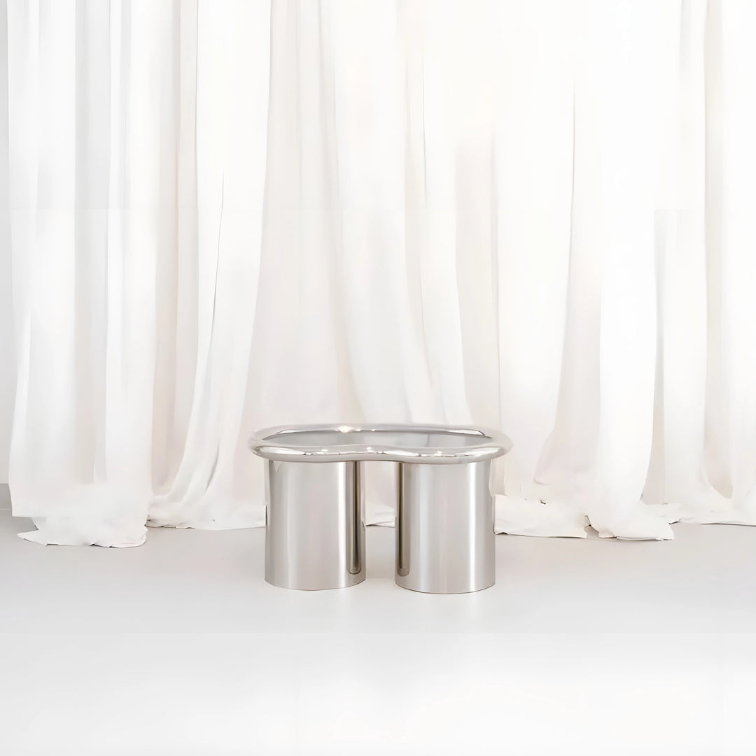 The Willow Chrome Coffee Table With Small Gestures complements contemporary interiors, offering both elegance and practicality.