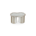 Load image into Gallery viewer, The Willow Chrome Coffee Table With Small Gestures—compact glass-top table with stainless steel legs, ideal for modern minimalist interiors.

