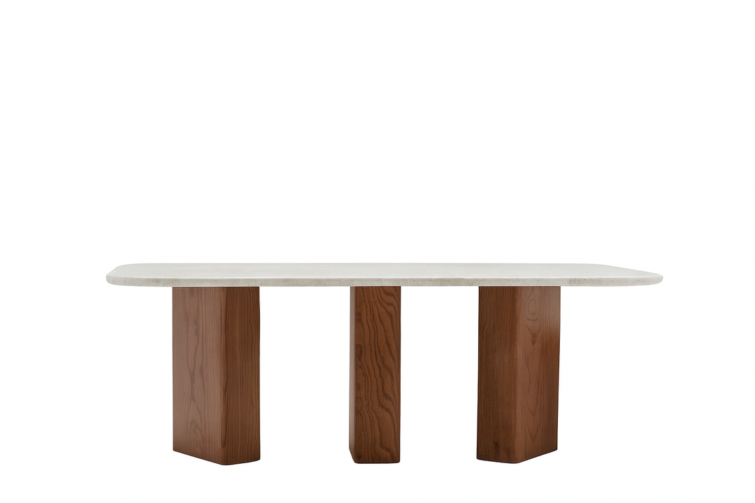 The Curtis Dining Table in Marble and Wood