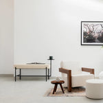 Load image into Gallery viewer, The Danielle Bench in a modern living room setting.
