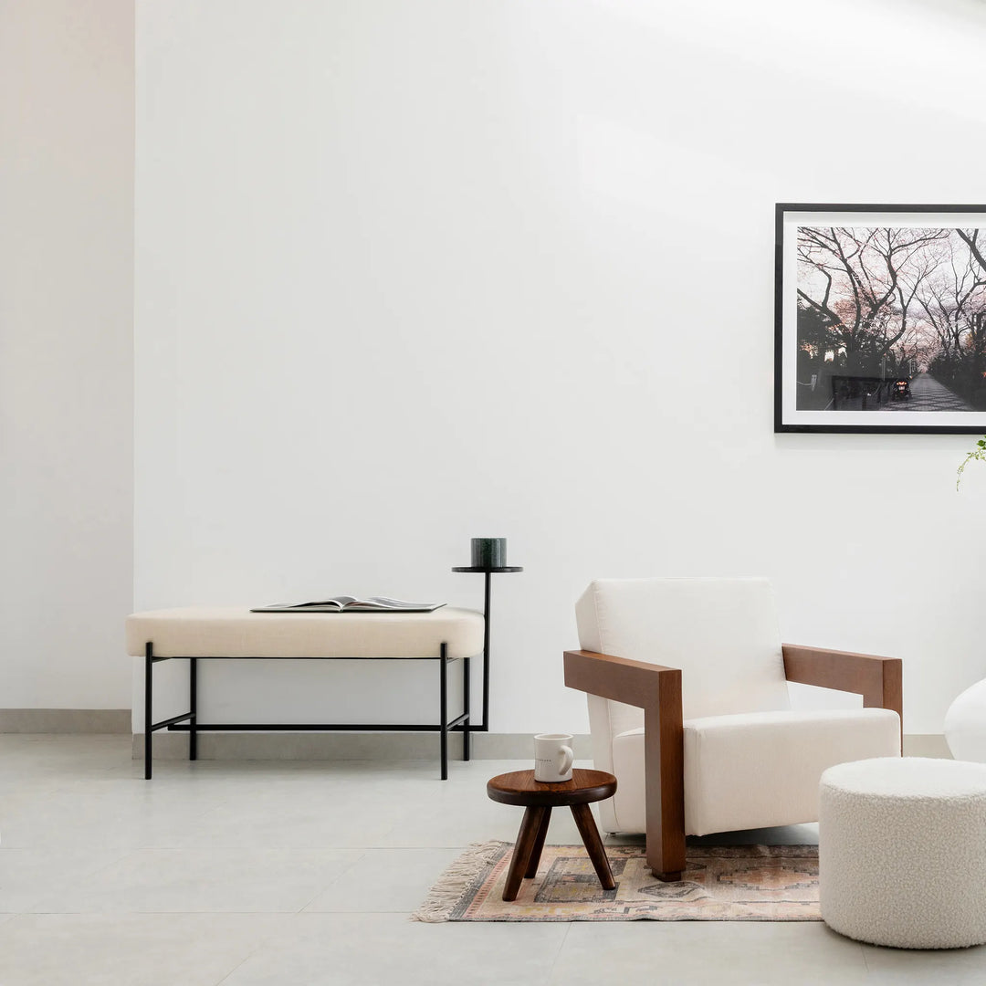 The Danielle Bench in a modern living room setting.