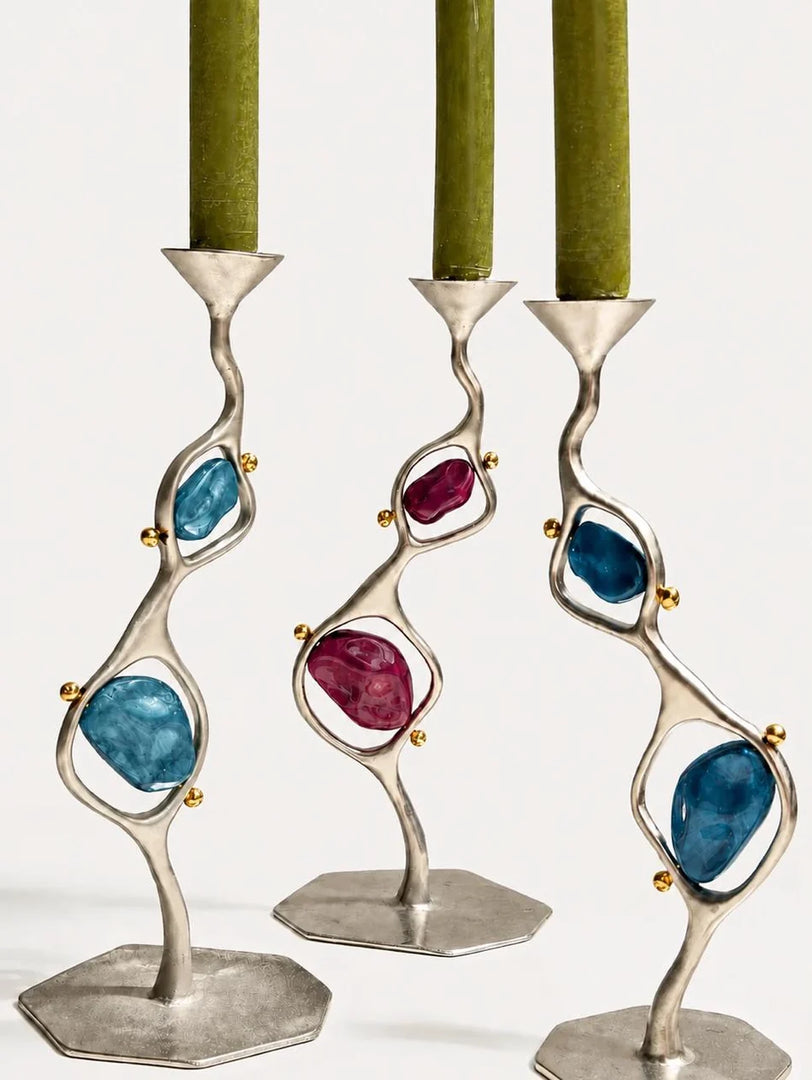 Echo Candle Holder Blue by Jude Benhalim