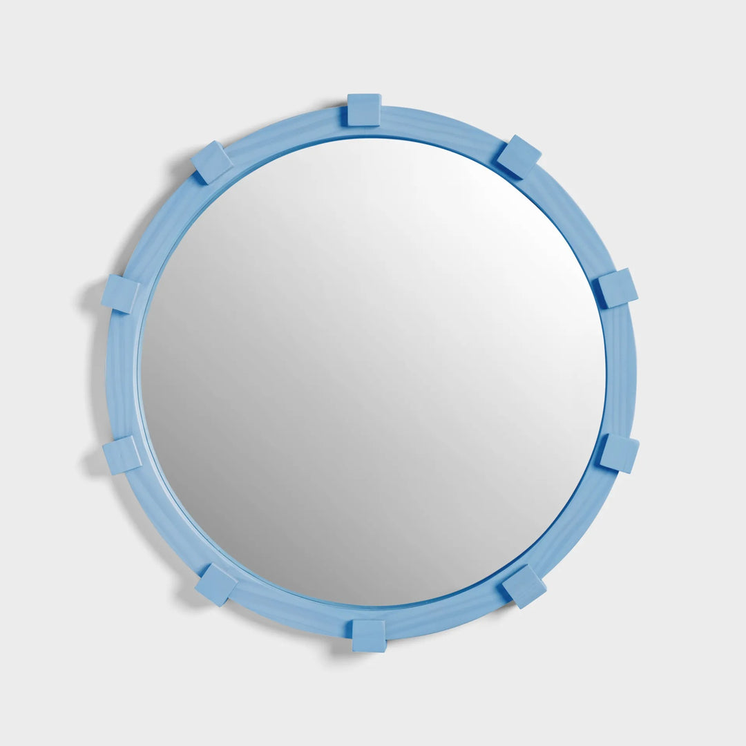 Chunk Mirror Small Blue - Pine Wood Decorative Folk Style Wall Mirror