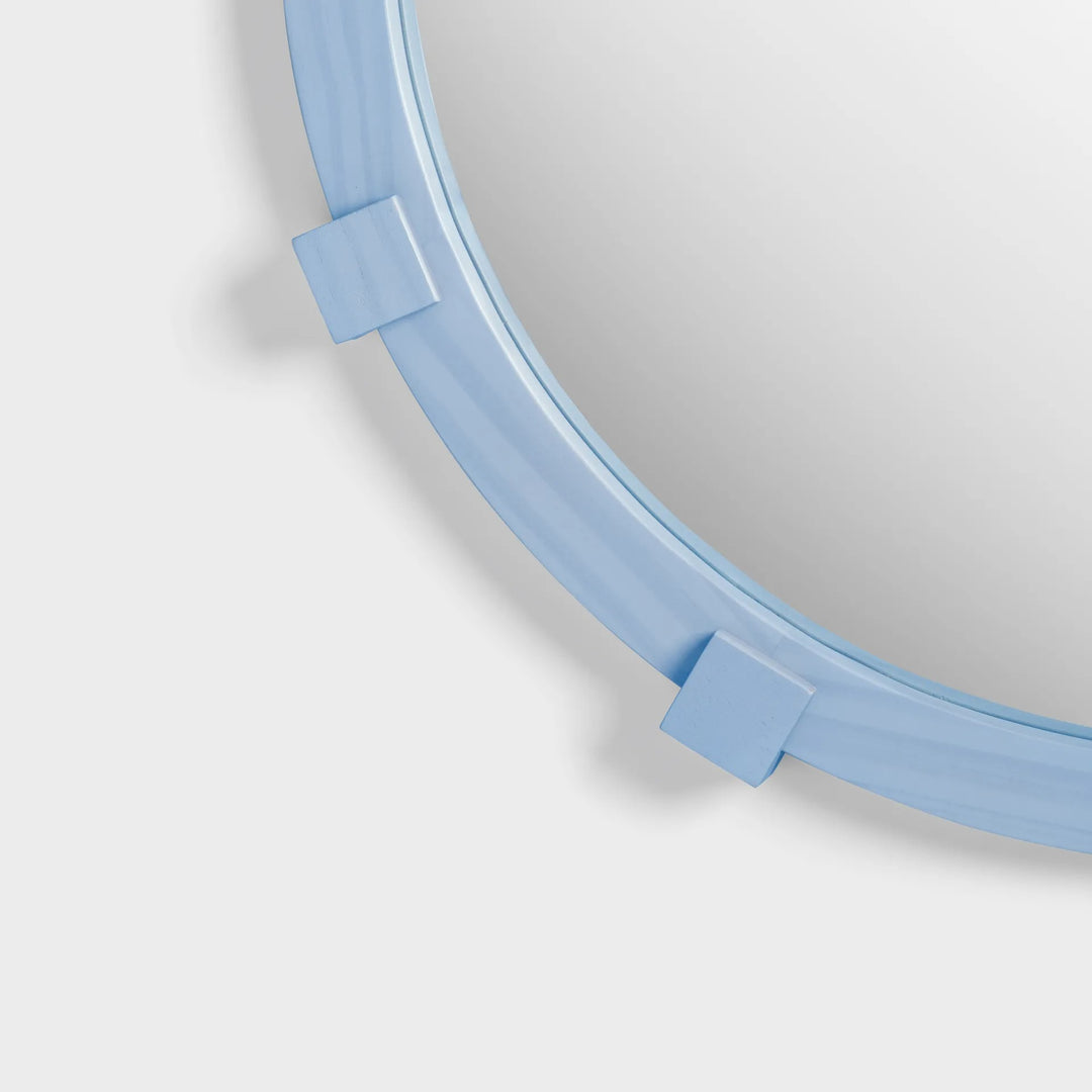 Chunk Mirror Small Blue - Pine Wood Decorative Folk Style Wall Mirror