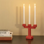 Load image into Gallery viewer, Candle Holder Chunk Large Red - Aluminium Decorative Folk Style Candle Holder