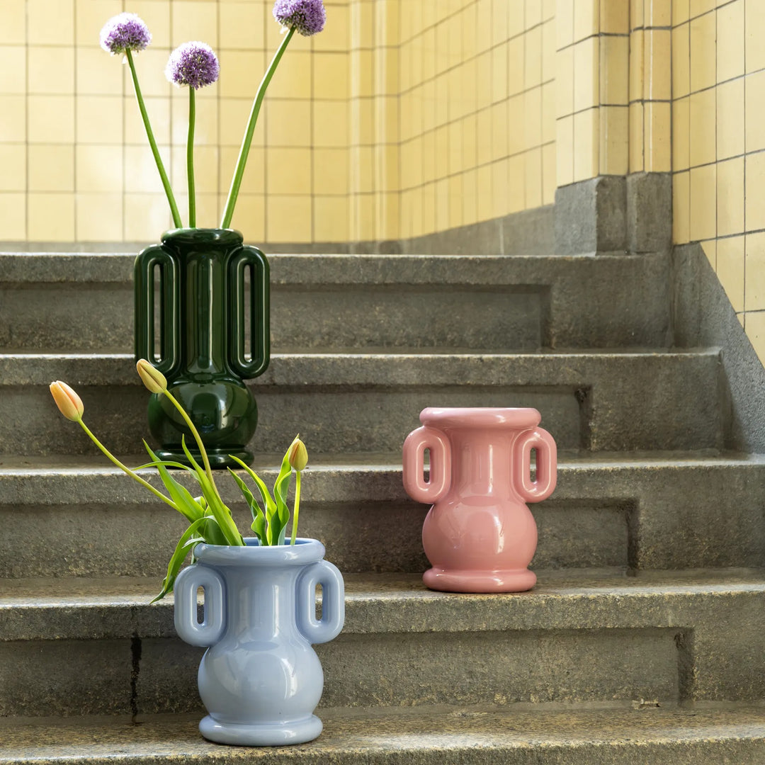 Amfora Vase Pink – Stoneware Decorative Vase with Classic Greek Inspired Design