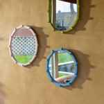 Load image into Gallery viewer, Chunk Mirror Oval Green - Pine Wood Decorative Folk Style Wall Mirror