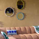 Load image into Gallery viewer, Chunk Mirror Small Blue - Pine Wood Decorative Folk Style Wall Mirror