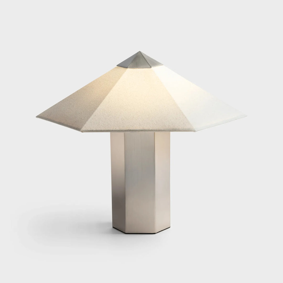 Table Lamp Phira Brushed Steel Silver - Designer Sheet Metal Lamp