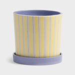 تحميل الصورة إلى عارض المعرض، Planter Ray Yellow – Porcelain Decorative Planter with Hand-Painted Striped Design