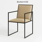 Load image into Gallery viewer, Stylish and sturdy iron leg dining chair enhancing the aesthetics of a minimalist dining room.
