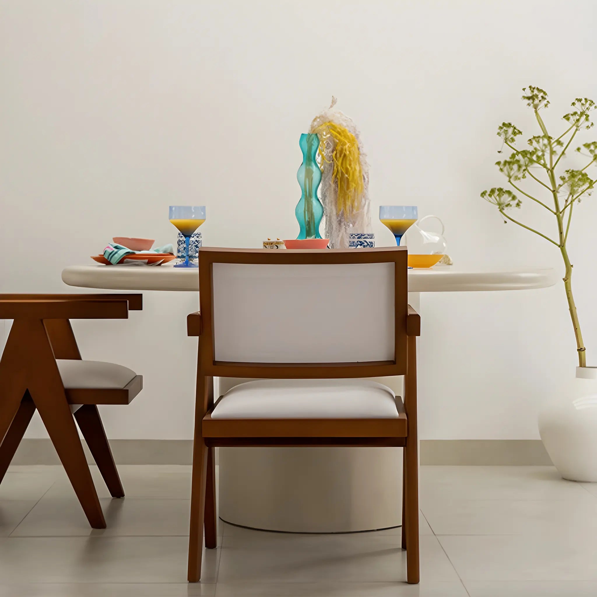 Microplaster round dining table offering a durable and stylish option for contemporary interiors.