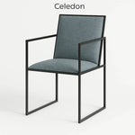 Load image into Gallery viewer, Comfortable iron leg dining chair featured in a vibrant dining room, offering both style and support.
