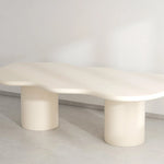 Load image into Gallery viewer, The Victoria microplaster dining table styled with elegant chairs, perfect for modern homes.
